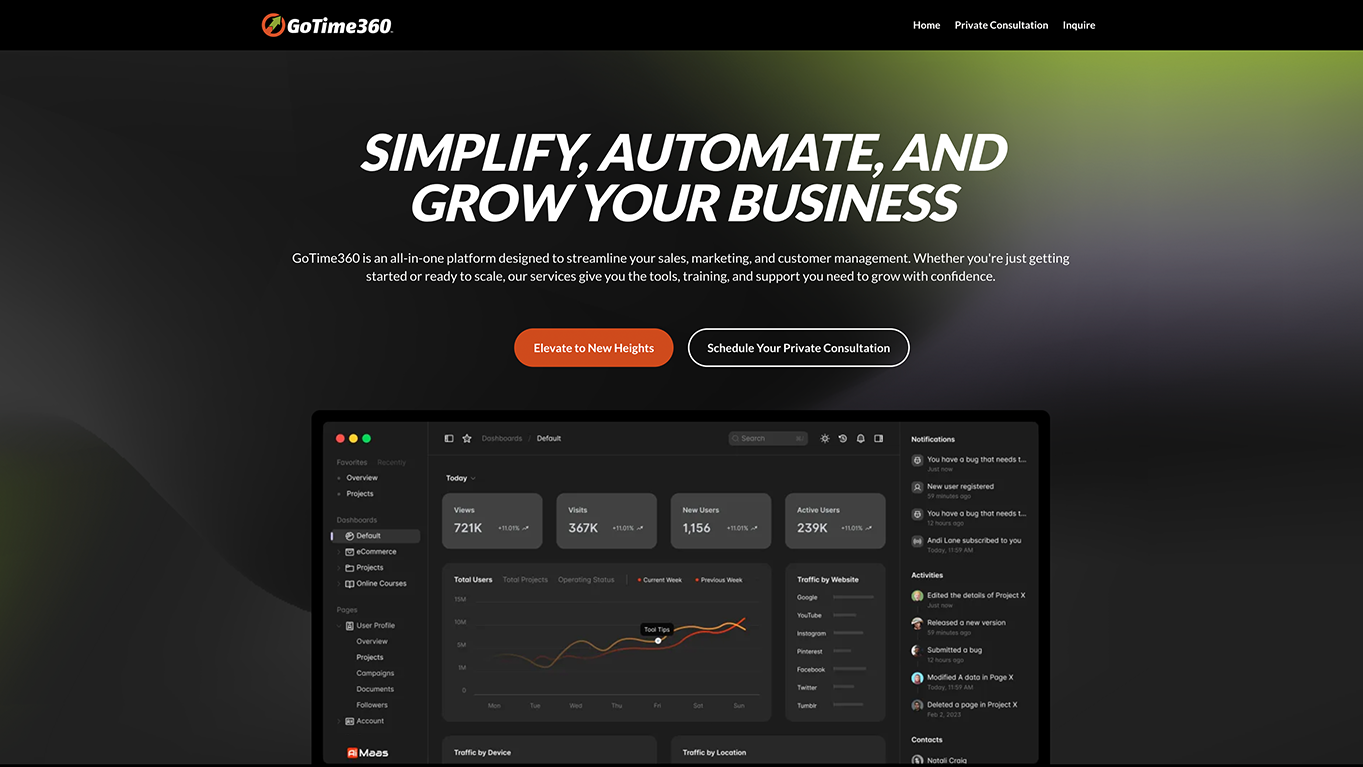 gotime360 website simplify automate and grow your business