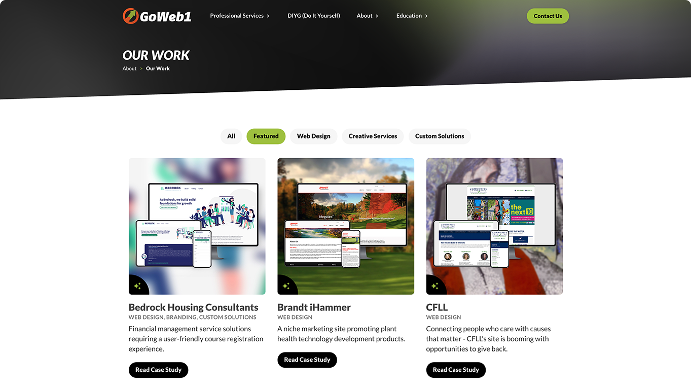 goweb1 portfolio work web page
