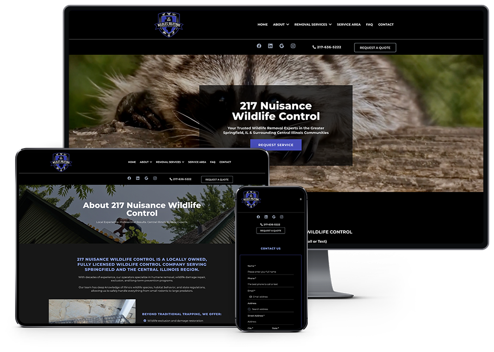 217 Nuisance Wildlife Control Website responsive showcase