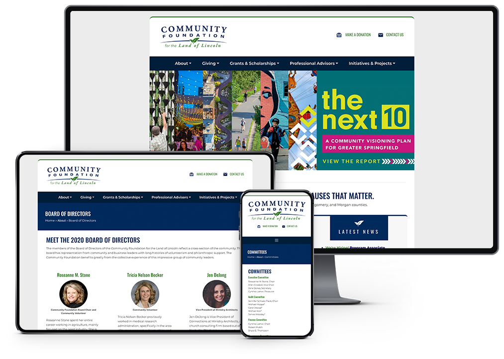 Community Foundation for the Land of Lincoln Website responsive showcase