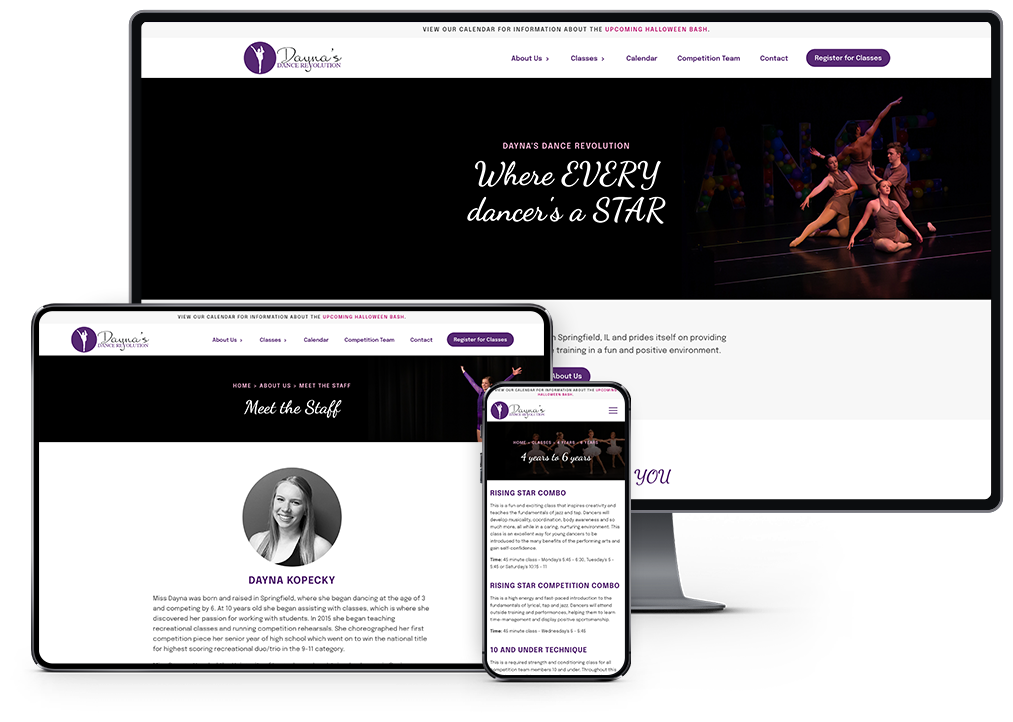 Dayna's Dance Revolution Website responsive showcase