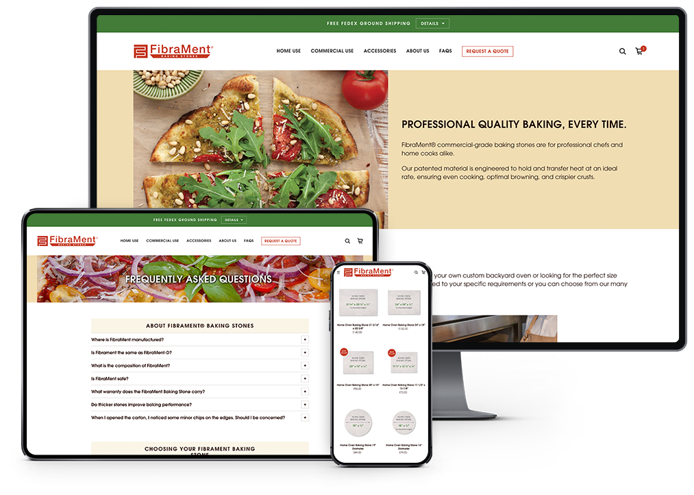 FibraMent baking stones Website responsive showcase