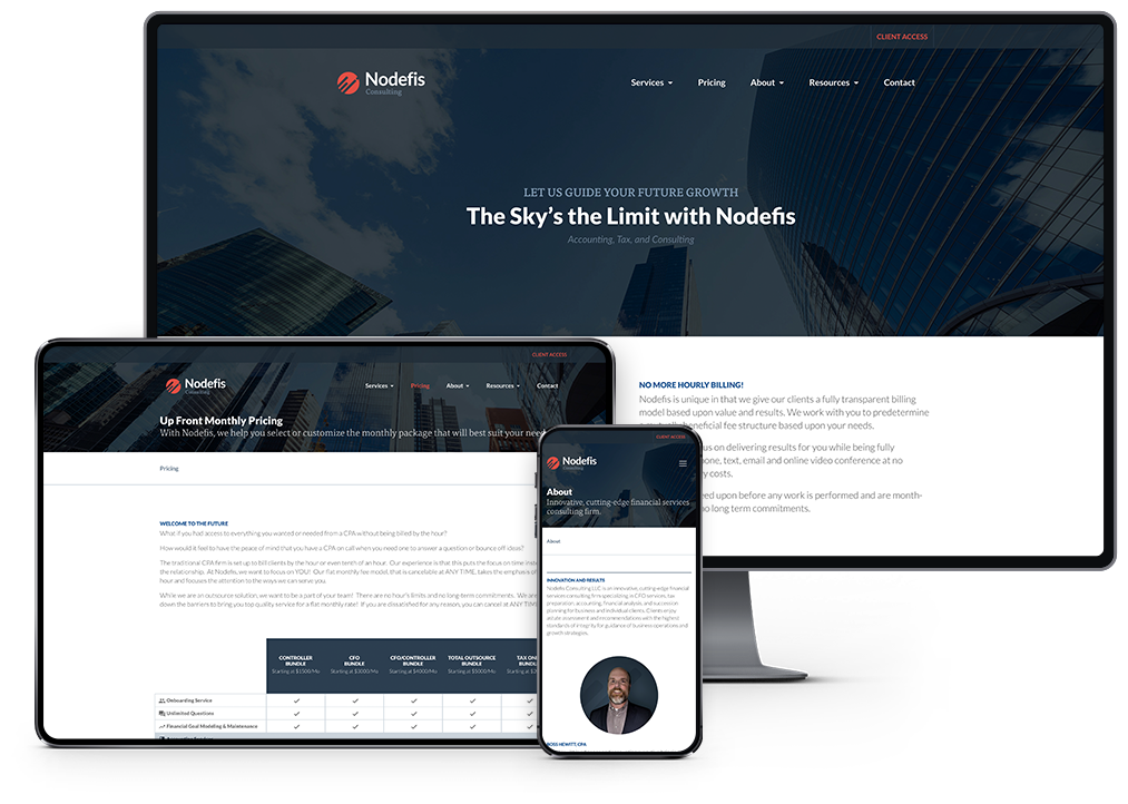 Nodefis Financial Consulting Website responsive showcase