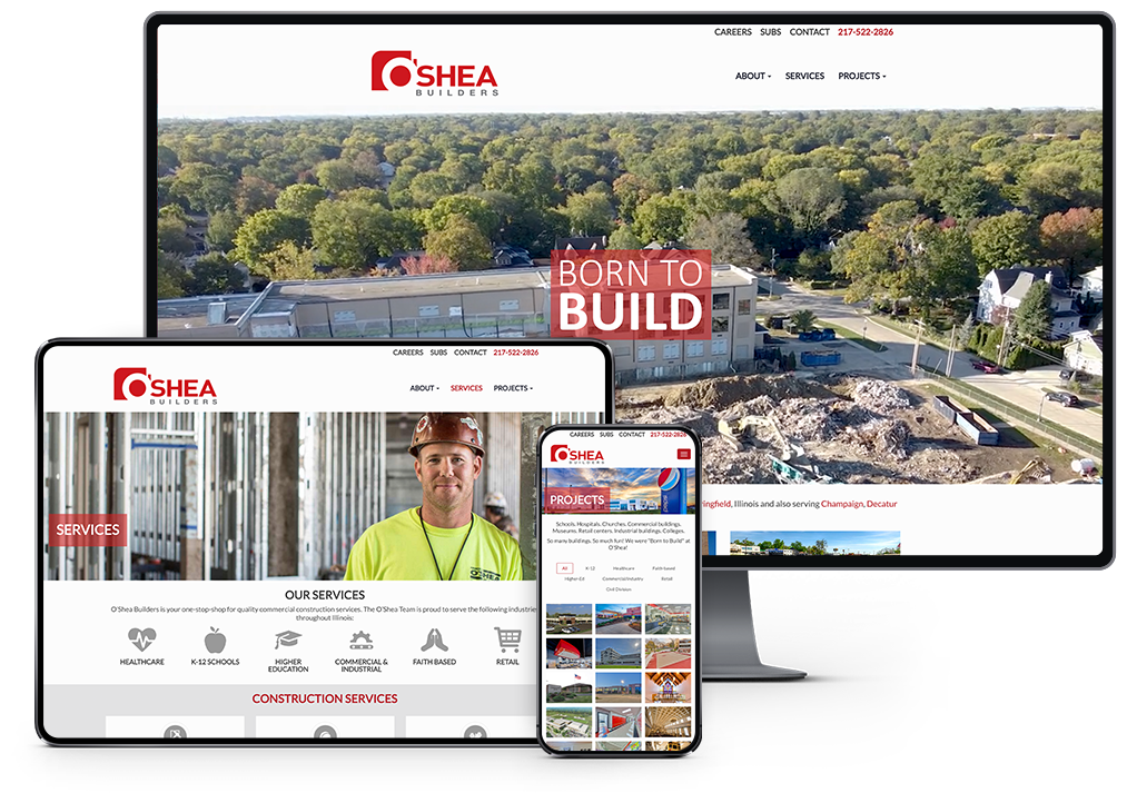 O'Shea Builders Website responsive showcase