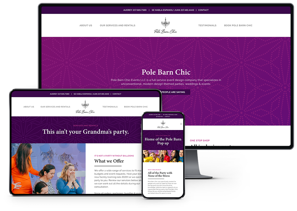 Pole Barn Chic Events Website responsive showcase