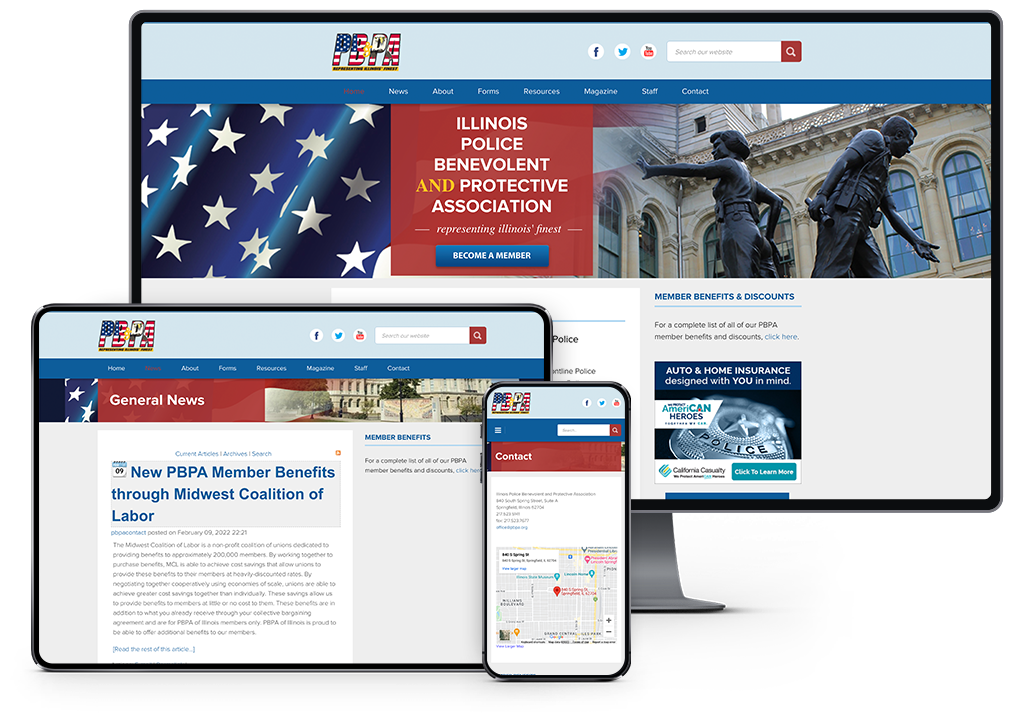 PBPA Illinois Police Benevolent and Protective Association Website responsive showcase