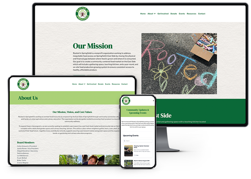 Rooted in Springfield Website responsive showcase