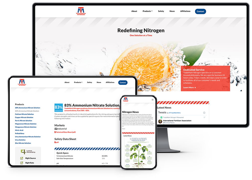 TradeMark Nitrogen Website responsive showcase