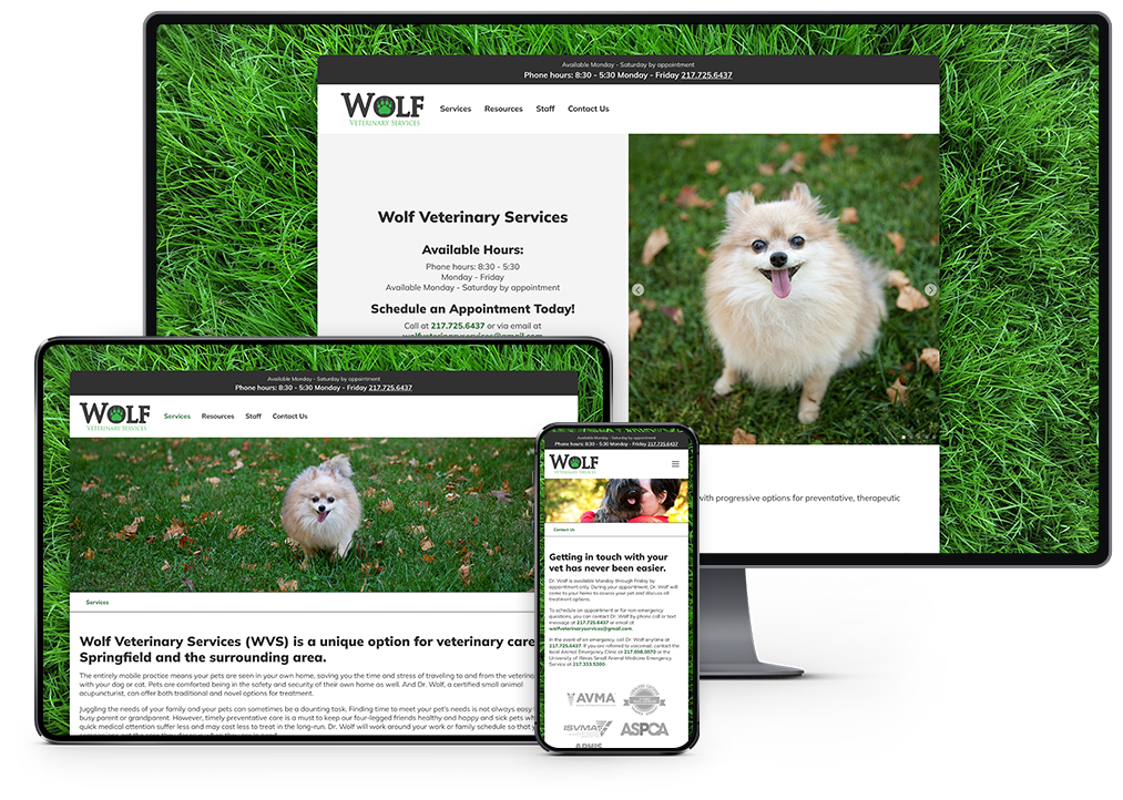 Wolf Vet veterinary practice Website responsive showcase